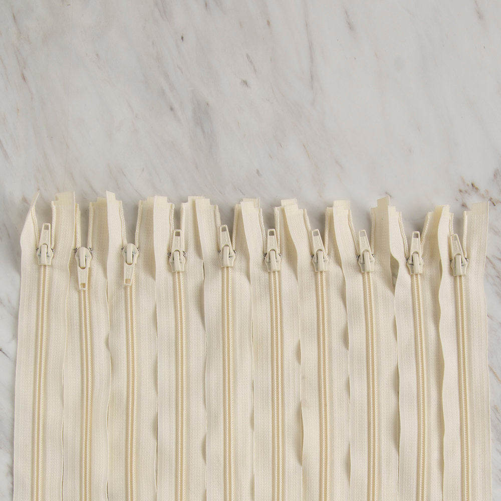 Loren 10 adet 30 Cm Krem Separe Naylon Fermuar